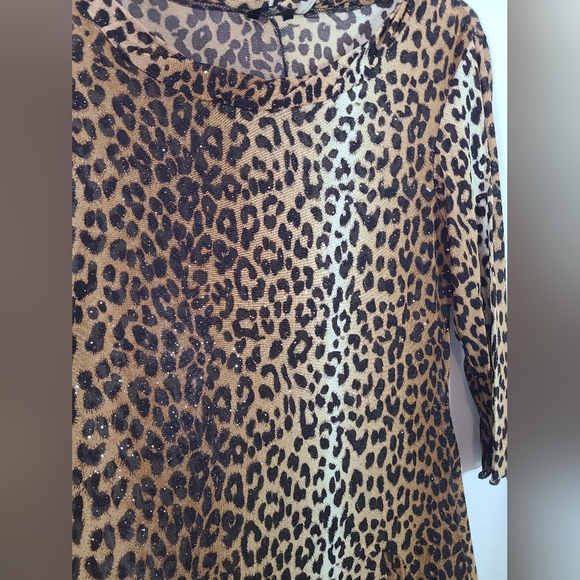 Kaktus sheer leopard print long top- Size large women's- Y2K - Picture 4 of 9